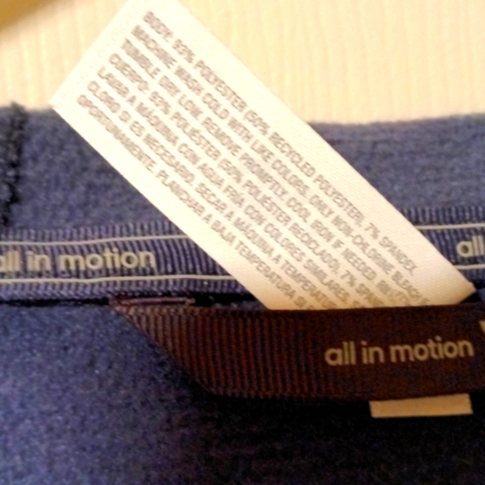 All In Motion Woven Fleece Jacket BLUE Stretch Water Repellant Thumb Holes Sz L - Picture 6 of 9